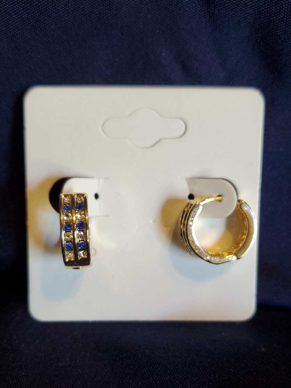 14k Gold Filled Huggie Hoop Earrings with Sapphire and Cz - Women Jewelry